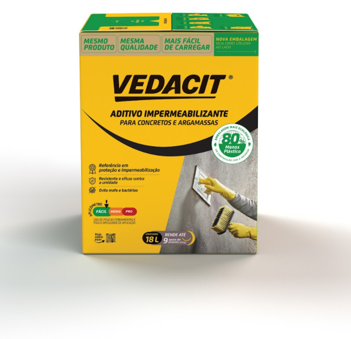 Vedacit adota embalagem de papelão ondulado para argamassa